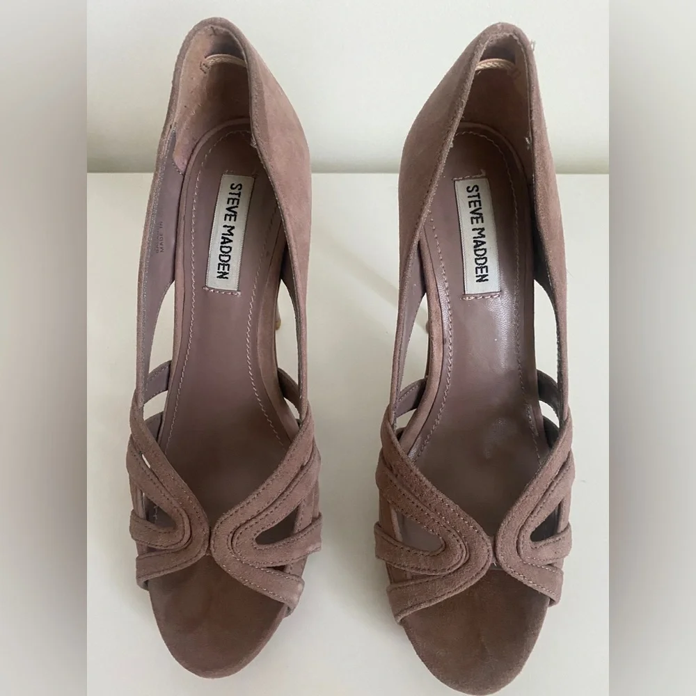 Steve Madden Loyyall Peep Toe Ultra High Heels Size 6.5 Blush Party Sexy Y2K - Picture 3 of 12